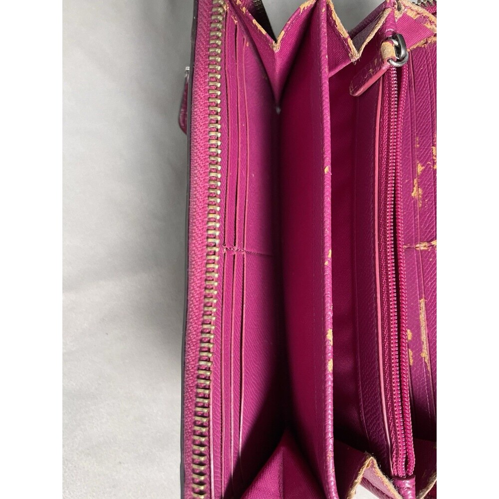 COACH PINK LEATHER ZIP-AROUND BIFOLD WALLET FULL BACK ZIP, GUNMETAL HARDWARE - Picture 6 of 6